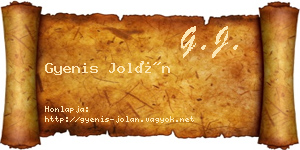 Gyenis Jolán névjegykártya